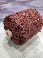 Пряжа с пайетками 089 нить корица, пайетка корица (98% хлопок, 2% полиамид) 120 м/50 гр 