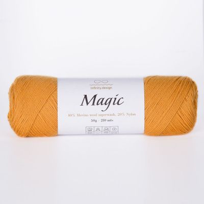 Infinity Design Magic (2335 горчица) 80% мериносовая шерсть superwash, 20% нейлон 50 гр/210 м